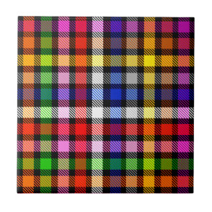 Azulejo De Cerâmica Tartan De Xadrez Flanel Multicolor A Preto