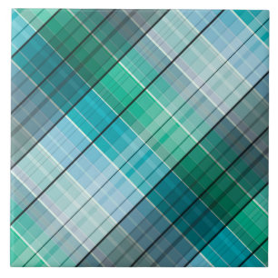 Azulejo De Cerâmica Tartan do azul de turquesa