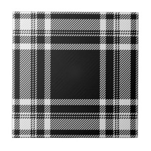 Azulejo De Cerâmica Tartan preto e branco real de Stewart