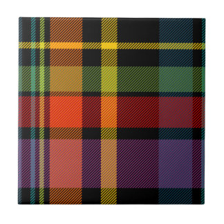 Azulejo De Cerâmica Tartan preto, vermelho, amarelo, verde e roxo