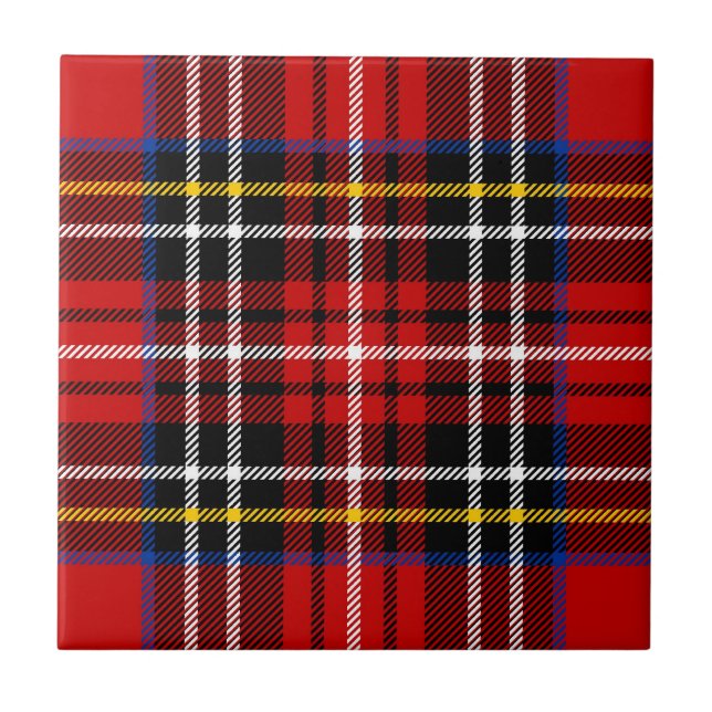 Azulejo De Cerâmica Tartan vermelho, preto, azul, amarelo e branco (Frente)