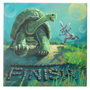 Azulejo De Cerâmica Tartaruga e a arte da lebre