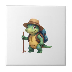 Azulejo De Cerâmica Tartaruga Engraçada Gráfica de Caminhada Camping A