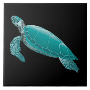 Azulejo De Cerâmica Tartaruga Marinha Realista Animada