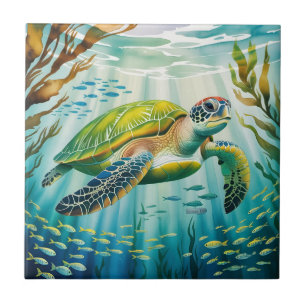 Azulejo De Cerâmica Tartaruga Pintada