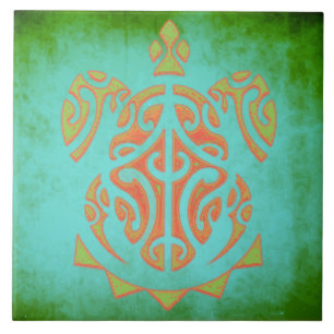 Azulejo De Cerâmica Tartaruga Polinésia Limão