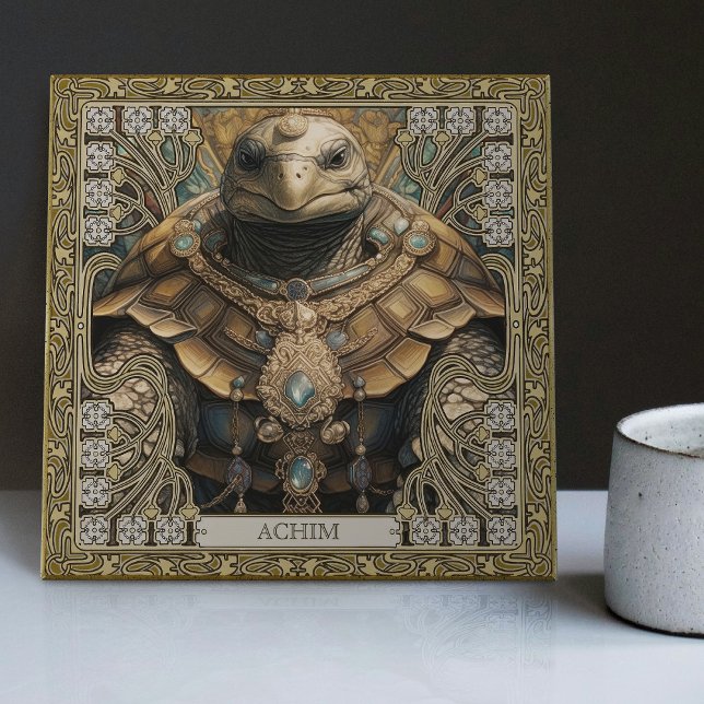 Azulejo De Cerâmica Tartaruga Tribal Personaliza Totalidade Espiritual (Criador carregado)