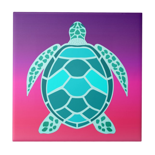 Azulejo De Cerâmica Tartaruga verde-azul (Frente)