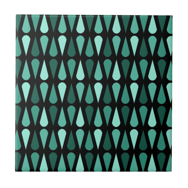 Azulejo De Cerâmica Tartarugas do século médio preto (Frente)
