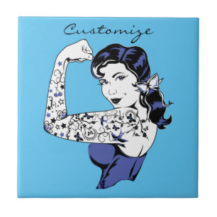 Azulejo De Cerâmica Tattoo Girl Arm Up Thunder_Cove