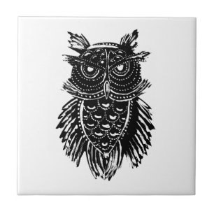 Azulejo De Cerâmica Tatuagem de abstrato Owl