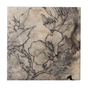 Azulejo De Cerâmica Tatuagem Floral I