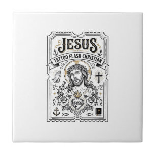 Azulejo De Cerâmica Tatuagem Jesus Flash Cristão Jesus Tatuagem Flash 
