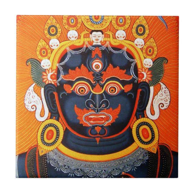 Azulejo De Cerâmica Tatuagem Legal oriental tibetana thangka Bhairava (Frente)