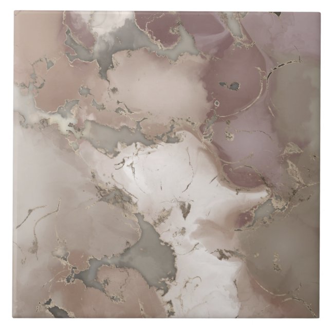 Azulejo De Cerâmica Taupe paleta tinta e abstrato dourada (Frente)