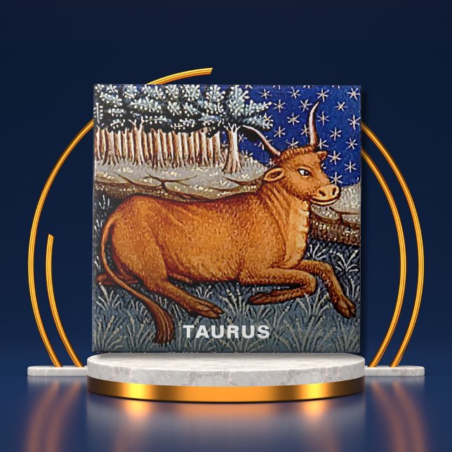 Azulejo De Cerâmica Taurus, Festa de aniversário de Sinal Zodiac Bull (Taurus the Bull Zodiac Sign Birthday Party Ceramic Tile Cover)