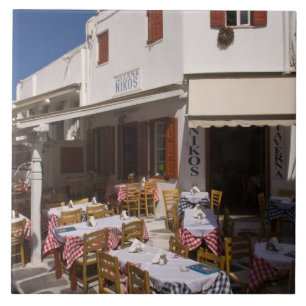 Azulejo De Cerâmica Taverna Nikos, Mykonos, Ilhas Cíclades, Grécia