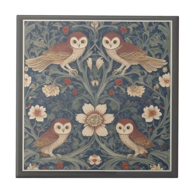 Azulejo De Cerâmica Tawny Owl Pattern William Morris style Owls (Frente)