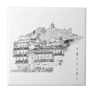 Azulejo De Cerâmica Tbilisi Georgia Street Architecture Sketch
