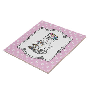 Azulejo De Cerâmica Tea Party Westie Dog West Highland White Terrier