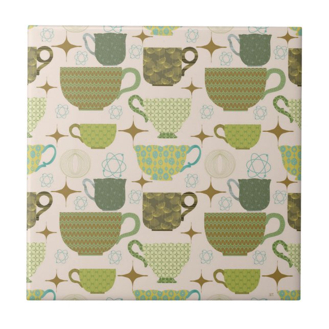 Azulejo De Cerâmica Teacup Moderno do meio século (Frente)