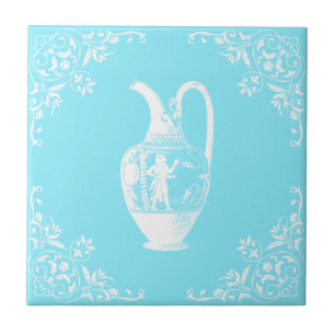 Azulejo De Cerâmica Teal Antique Jar