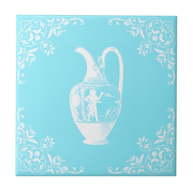Azulejo De Cerâmica Teal Antique Jar (Frente)