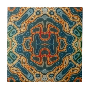 Azulejo De Cerâmica Teal Blue Laranja Amarelo Amarelo Dobra Verde Orie