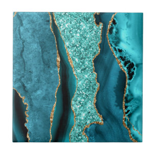 Azulejo de cerâmica Teal Blue Marble Aqua Turquois