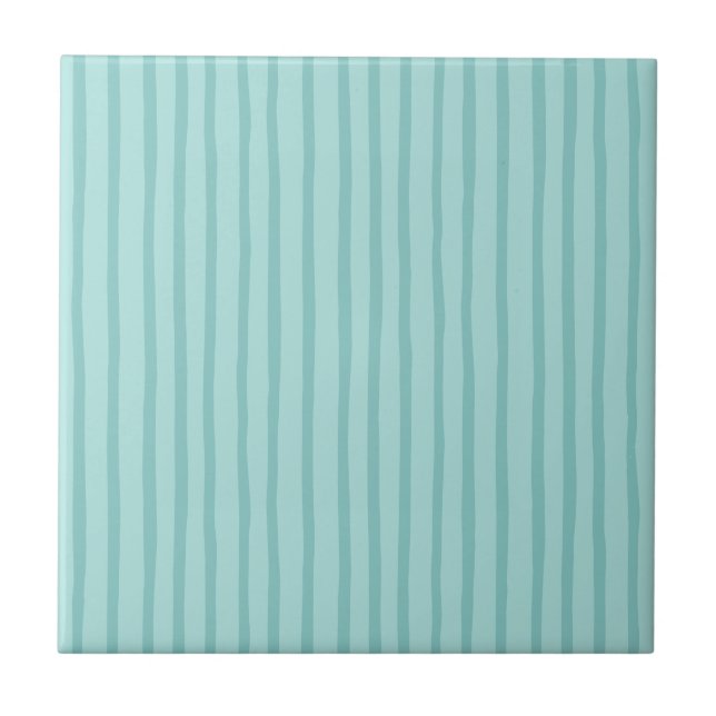 Azulejo De Cerâmica Teal Blue Stripes (Frente)
