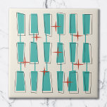 Azulejo De Cerâmica Teal de Blocos Atômicos Modernos de meio século, C<br><div class="desc">Meio século Moderno da Era Atômica. Diversão e design ousado com blocos fungos e coloridos,  e estrelas. Perfeito para amantes de estilo retrô e vintage.</div>