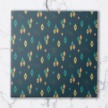 Azulejo De Cerâmica Teal de Starburst de Ouros Atômicos de meio século<br><div class="desc">Faça uma viagem de volta no tempo com este padrão inspirado na era do século médio. Ele apresenta uma série de diamantes,  e estouramento com um belo conjunto de cores. Perfeito para aqueles que amam a Idade Atômica e o estilo retrô.</div>
