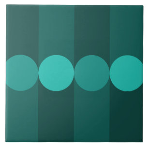 Azulejo De Cerâmica Teal dos Círculos de Geometria Retroativa
