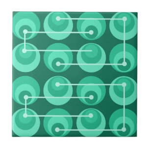 Azulejo De Cerâmica Teal dos Círculos do meio século