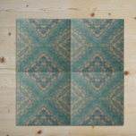 Azulejo De Cerâmica Teal E Cerveja, Antigos Damasco Distressado<br><div class="desc">Design decorativo único,  com cor damasco angustiada em tons de chel e bege.</div>