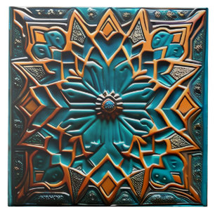 Azulejo De Cerâmica Teal e mostarda tradicionais