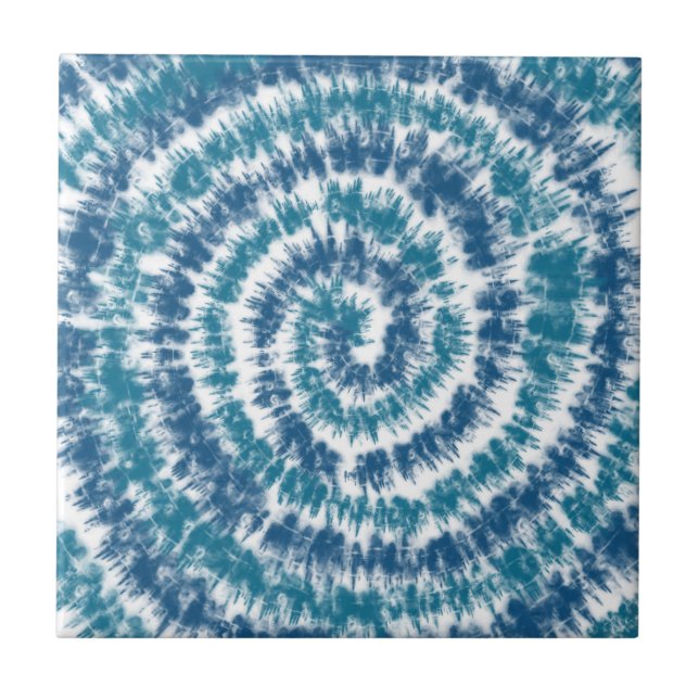 Azulejo De Cerâmica Teal e White Modern Retro (Frente)