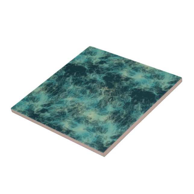 Azulejo De Cerâmica Teal Marble Abstrato (Lateral)