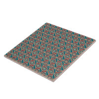 Teal, Maroon, Beige - Padrão Étnico Floral