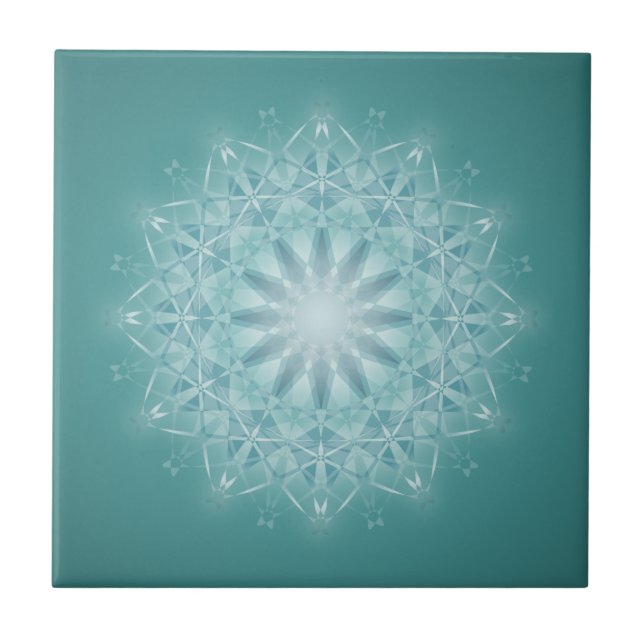 Azulejo De Cerâmica Teal Star Mandala (Frente)