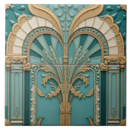 Azulejo De Cerâmica Teal Sunburst Arch