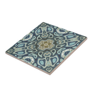 Azulejo De Cerâmica Teal Turquoise Seafoam Green Bali Batik Padrão