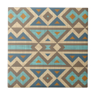 Azulejo De Cerâmica Teal Turquoise Terracotta Brown Tribe Art