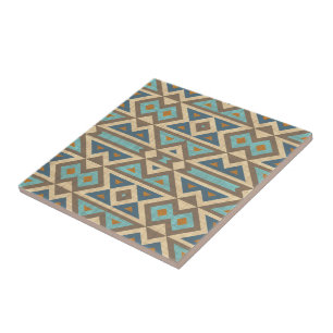 Azulejo De Cerâmica Teal Turquoise Terracotta Brown Tribe Art