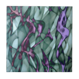 Azulejo De Cerâmica Teal Verde Magenta Vermelho Vermelho Púrpura, Abst