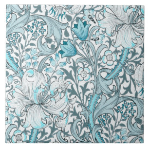 Azulejo De Cerâmica Teal vintage floral art noveau