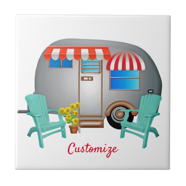 Azulejo De Cerâmica Teardrop Caravan Camper Thunder_Cove  (Frente)