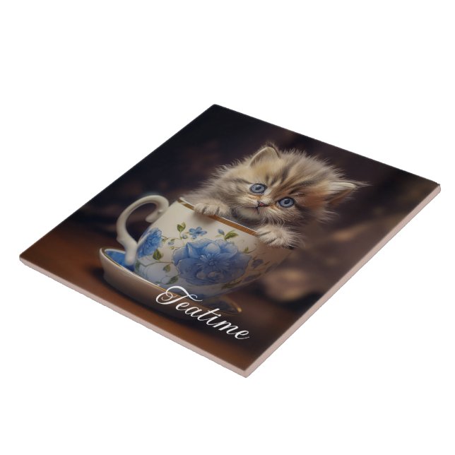 Azulejo De Cerâmica Teatime Kitten (Lateral)