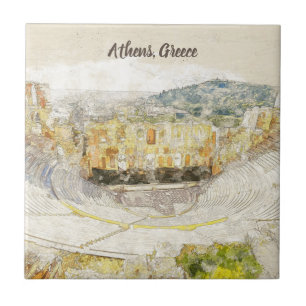 Azulejo De Cerâmica Teatro antigo de Herodião, Atenas, Grécia