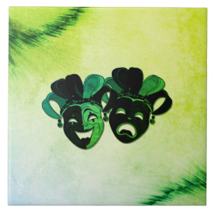 Azulejo De Cerâmica  Teatro de Comédia e Tragédia Design Verde